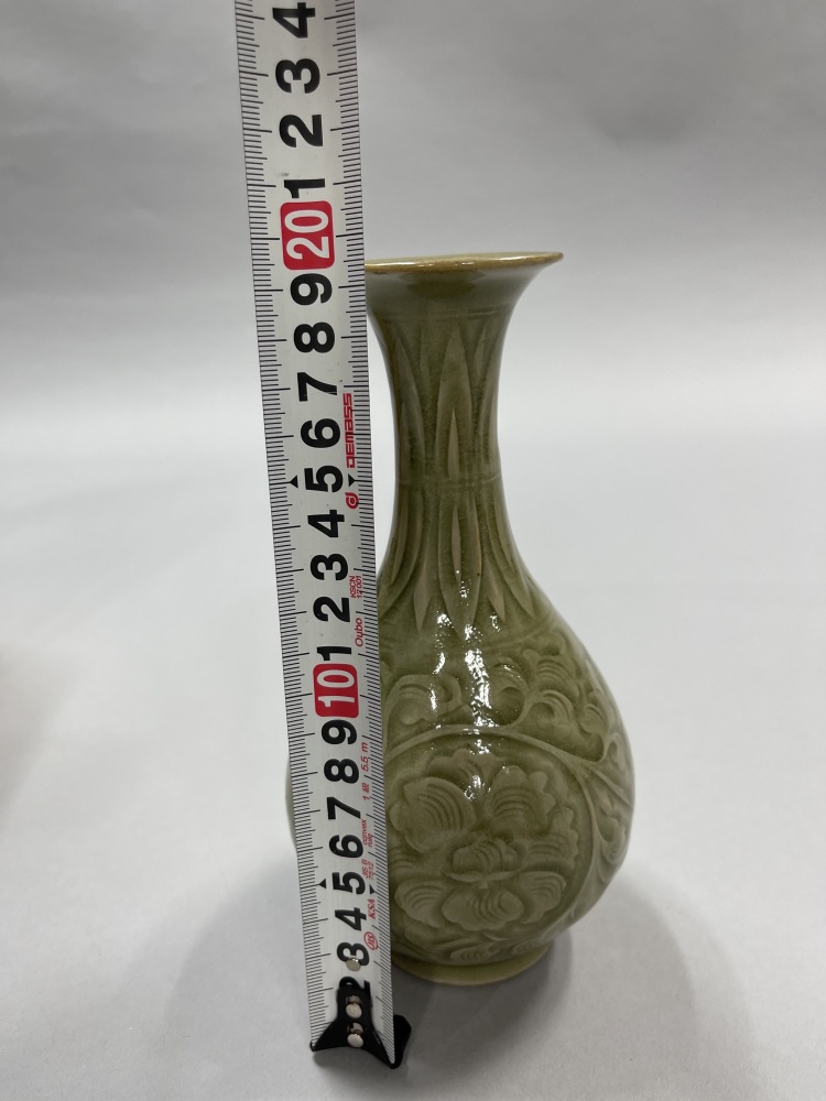 中国古美術品、耀州窑刻花鳥小口四系花瓶、 【公式通販】