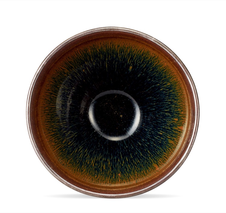 LOT 0807 宋建窯兔毫天目茶碗朱漆盞托一套（淡々斎箱書）