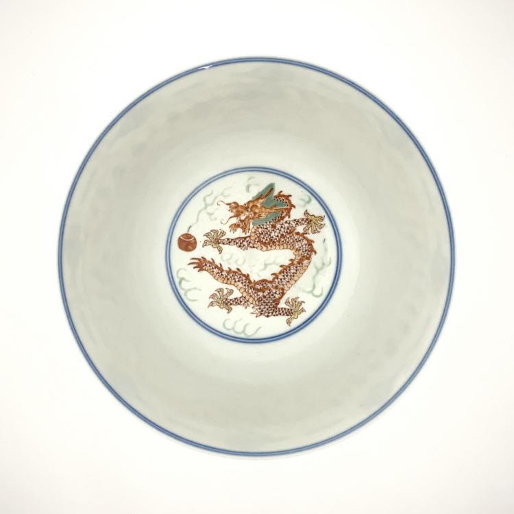 粉彩龍鳳文皿 粉彩龍鳳紋皿大清光緒年製箱付時代物