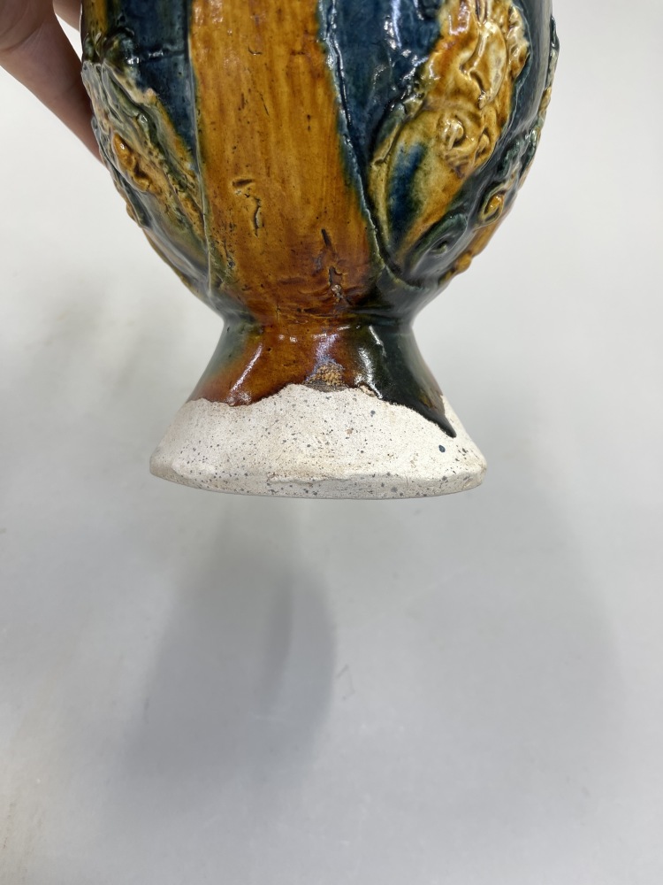 中国美術 唐三彩 貼花紋 丸壷 φ30cm(LC240) 唐三彩貼花獅子文鍑 文化遺産オンライン