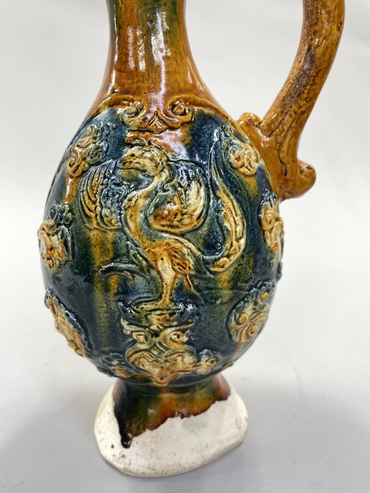 中国美術 唐三彩 貼花紋 丸壷 φ30cm(LC240) 中国美術 唐三彩 貼花紋 丸壷 φ30cm(LC240)